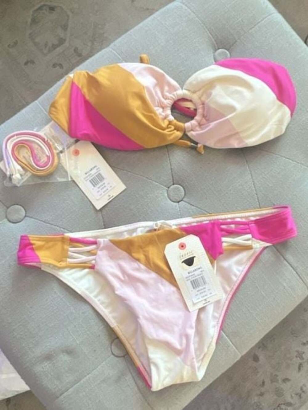 Billabong Soul Stripe Bandeau Bikini Set in Multicolor